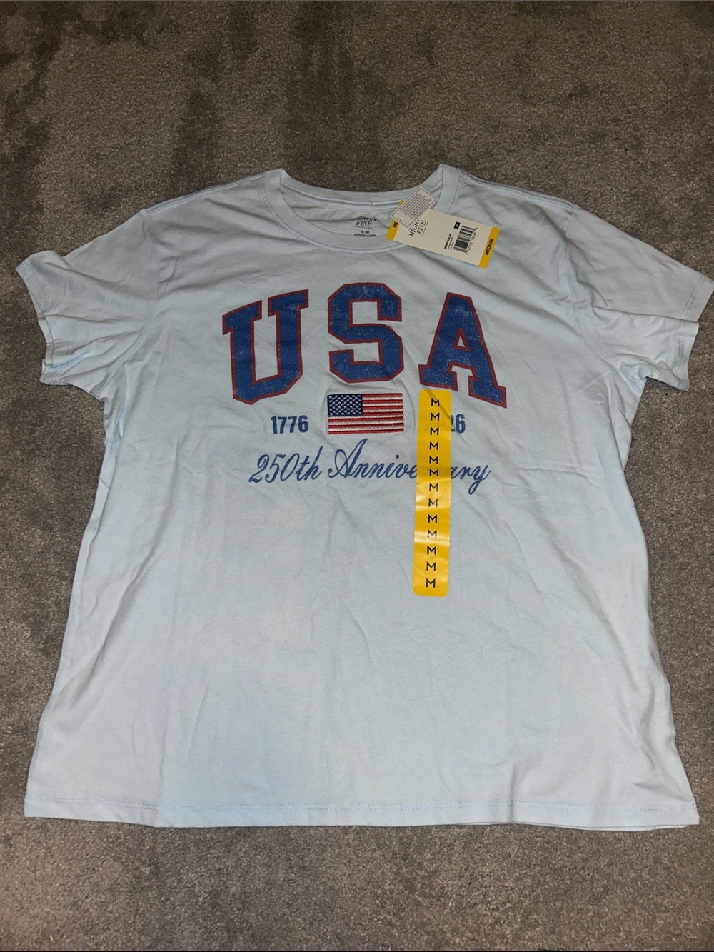 Mighty Fine Pale Blue USA Graphic Short Sleeve Tee